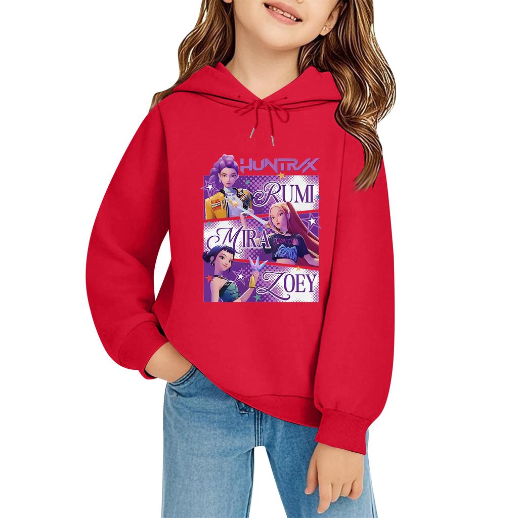 Kids' Long Sleeve Loose Pullover Letter Print Drawstring Hooded Sweatshirt