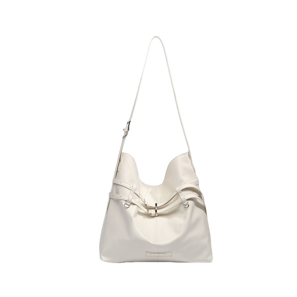 Korean Niche Design Motorcycle Bag High-End Large Capacity Tote Bag New Oil Wax Leather Wrinkled Drawstring Crossbody Bag