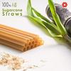 Biodegradable Sugarcane Straws, 210mm Long, 6mm Diameter, Individually Wrapped In Paper, Pack of 200