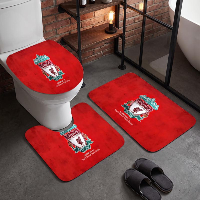 Liverpool (95)Flannel Toilet 3 Piece Set Soft Bathroom Rug Non-Slip Toilet Seat Cover Bathroom Home Decor