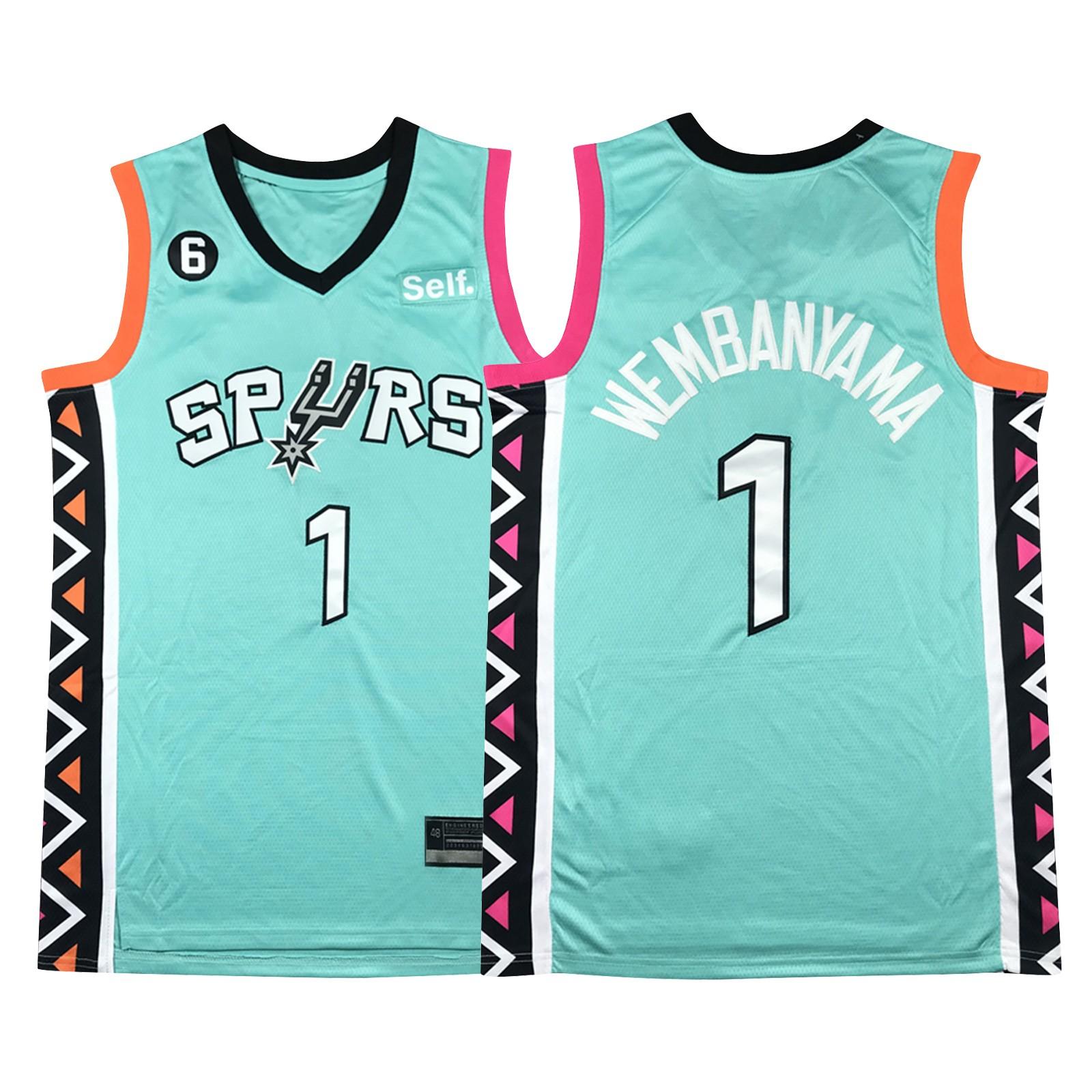 

Баскетбольная тренировочная форма «Шпоры Wembanyama No.1» с вышивкой S циан