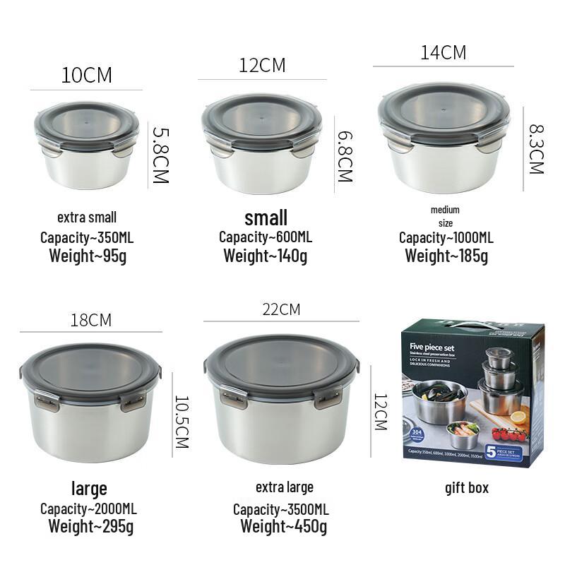 

304 Stainless Steel Food Storage & Lunch Box Set