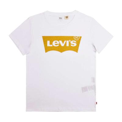 Levis Plain Logo Print Round Neck Short Sleeve T-Shirt Women Tops White 17369-0264