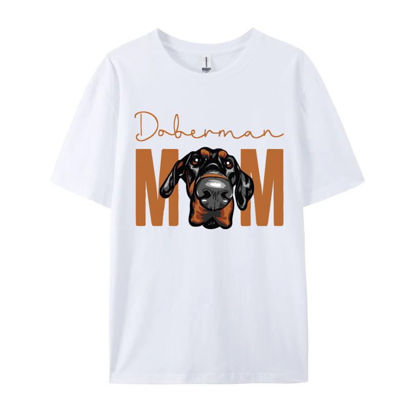 

Doberman Mom TShirt Cotton Men T Shirts England Style Tops Tees Retro Printed Tees Leisure Clothing Shirt S