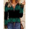 Comfortable, Trendy, Casual and Elegant Style, Irregular Printed Pattern, Large Size Women's Zipper Long Sleeves