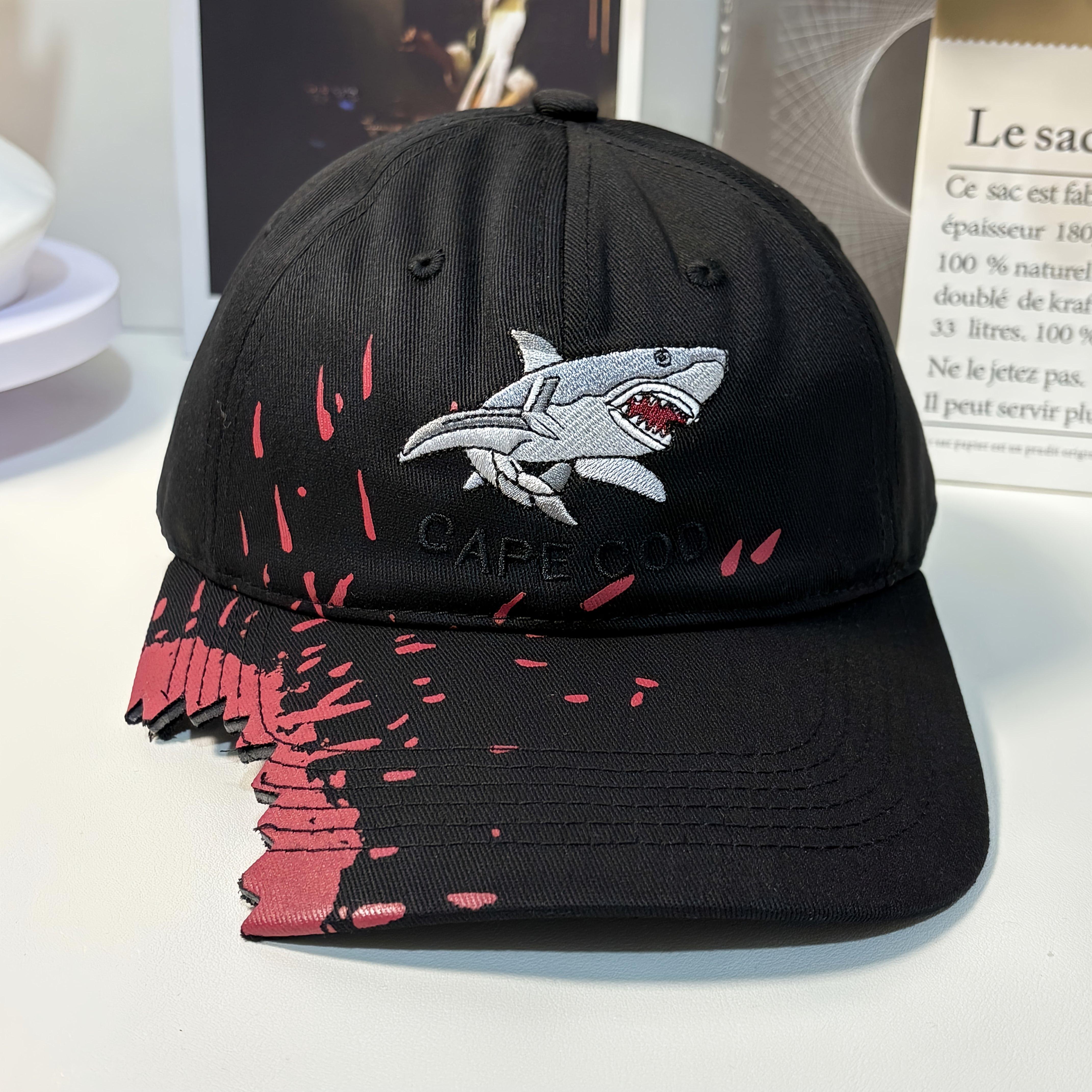 

Shark Letter Casual Cool Stylish Personality Sweet Polyester Denim Embroidery Irregular Brim Serrated Brim Unisex Cap Outdoor