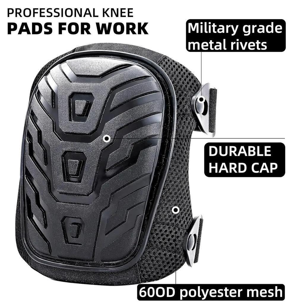 Professional Knee Pads for Work with Secure Double Straps & Regulable Clips Would Industrial Heavy Duty Tactical Gardening