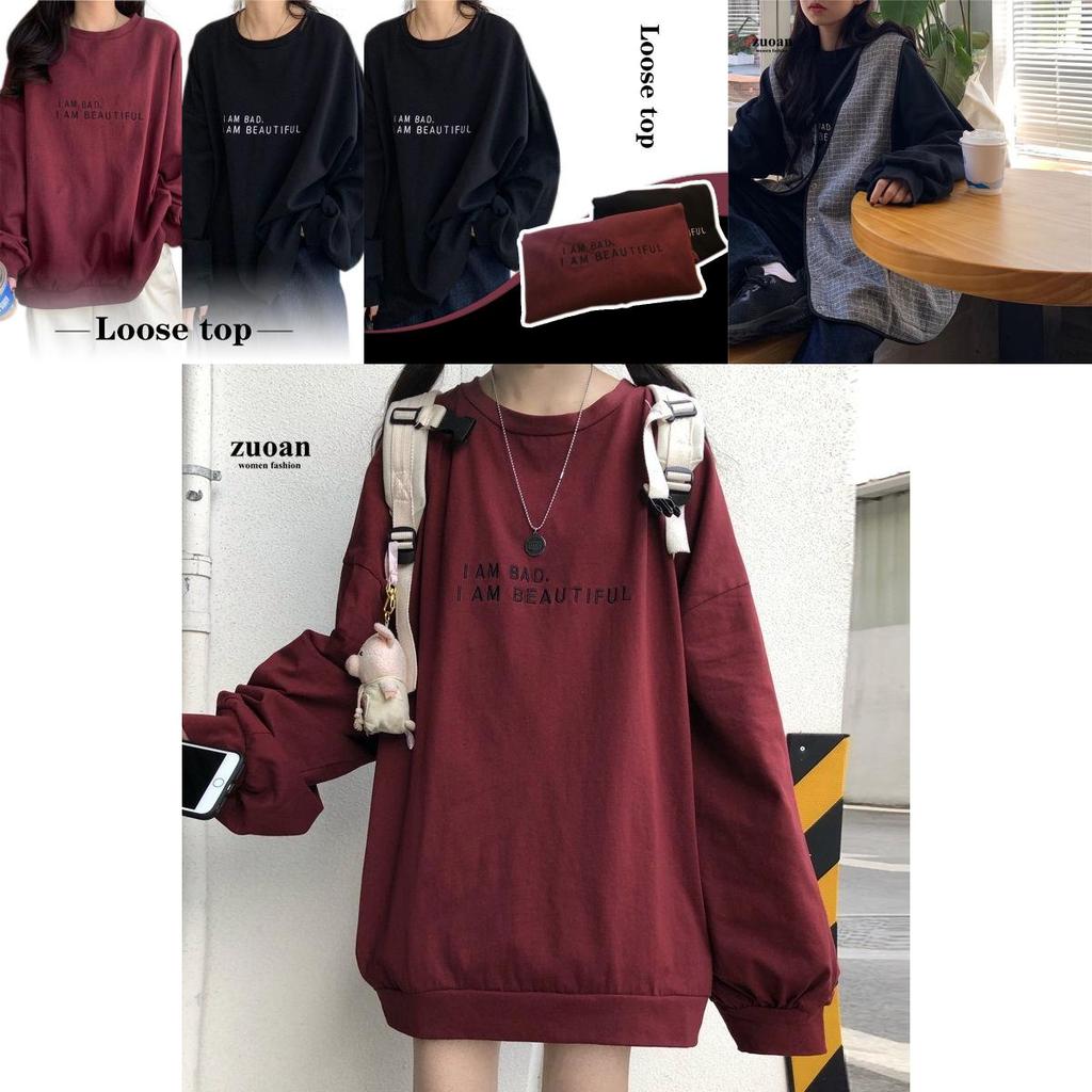 Letter Round Cotton Neck Pullover Sweatshirt Plus Size Womens Thin Jacket