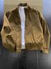 Men's Brown American Style Stand-up Collar Bomber Jacket for Autumn/Winter - Meilade High Street Baseball Short Jacket