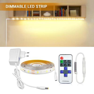 Iluminação interna regulável lâmpada led luzes do armário rf controle remoto armário de cozinha luz stais decoração do quarto 12v flexível fita led plugue da ue