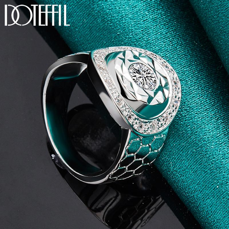 925 Sterling Silver Round AAA Zircon Ring, Fashionable Wedding Jewelry