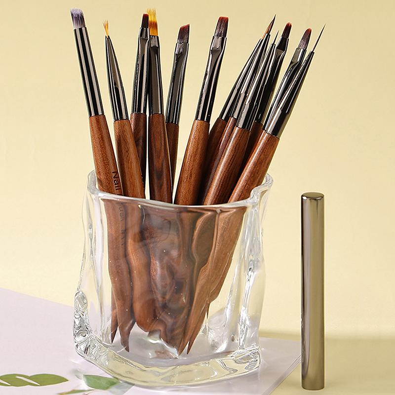 1Pcs Manicure Pen Sandalwood Rod Pull Line Painting Flower Hook Line Painting Gradient Smudge Light Therapy Brush Nail Art Tools