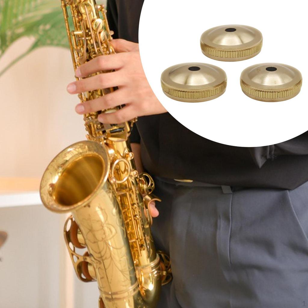 3 Pieces Tuba Valve Brass Instrument Piston Button Cap Covers Trombone Metal Parts Replacement