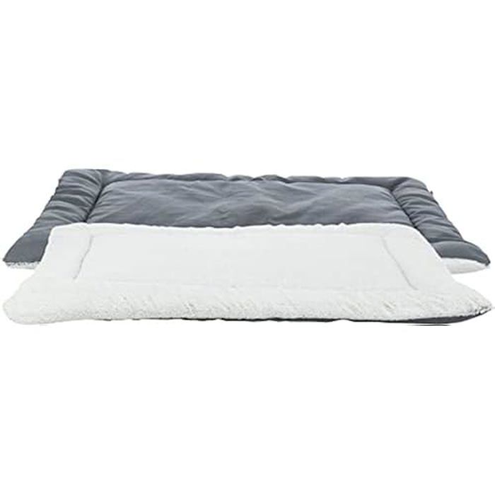 Matelas - TRIXIE - Farello - Peluche/Tissu - 70 × 55 Cm - Blanc-Gris/Gris
