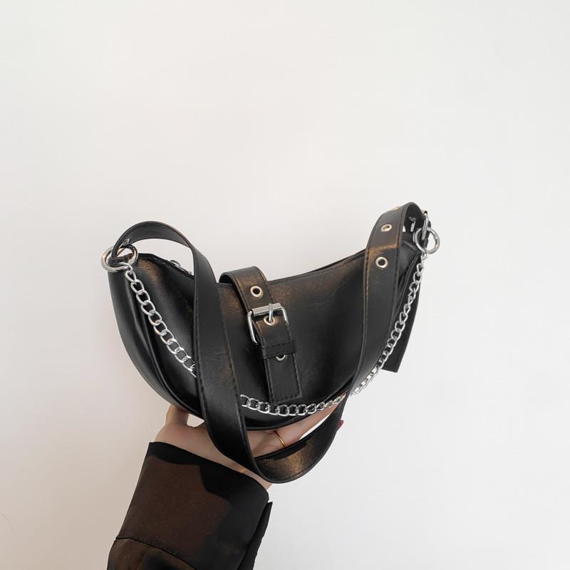 Trendy 2024 Black Small Pu Shoulder Bag Stylish Street Fashion Chic Design