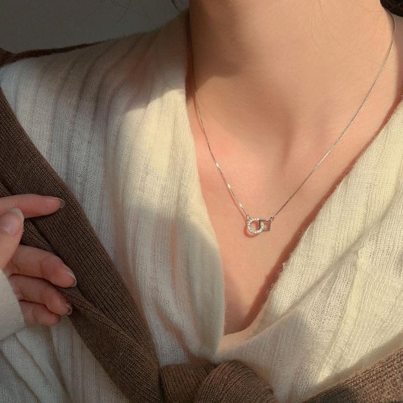 Silver Plated Minimalist Necklace Pendant Collarbone Chain For Women Elegant Layering Chain Jewelry Gift