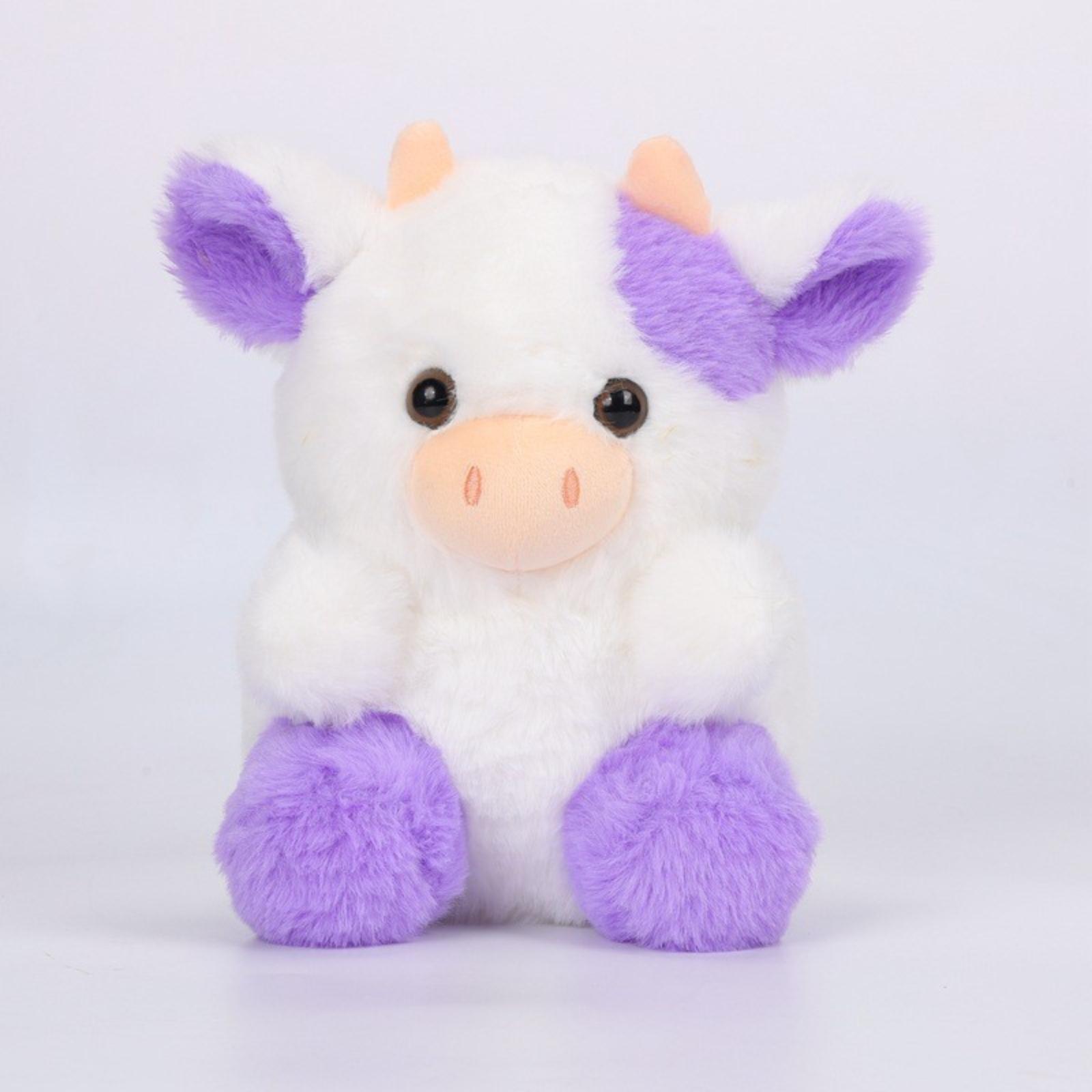 

Soft Plush Stuffed Animal Toy Sitting Cow Design with Large Eyes and Fluffy Texture Suitable for Kids and Collectors One Size фиолетовый