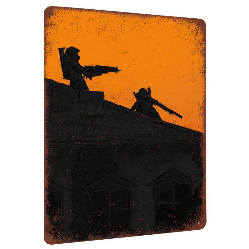 

Tactical Silhouette Metal Wall Art Military Theme Home Decor Vintage Style Roof Warrior Decor 7.9x11.8In(20x30cm)