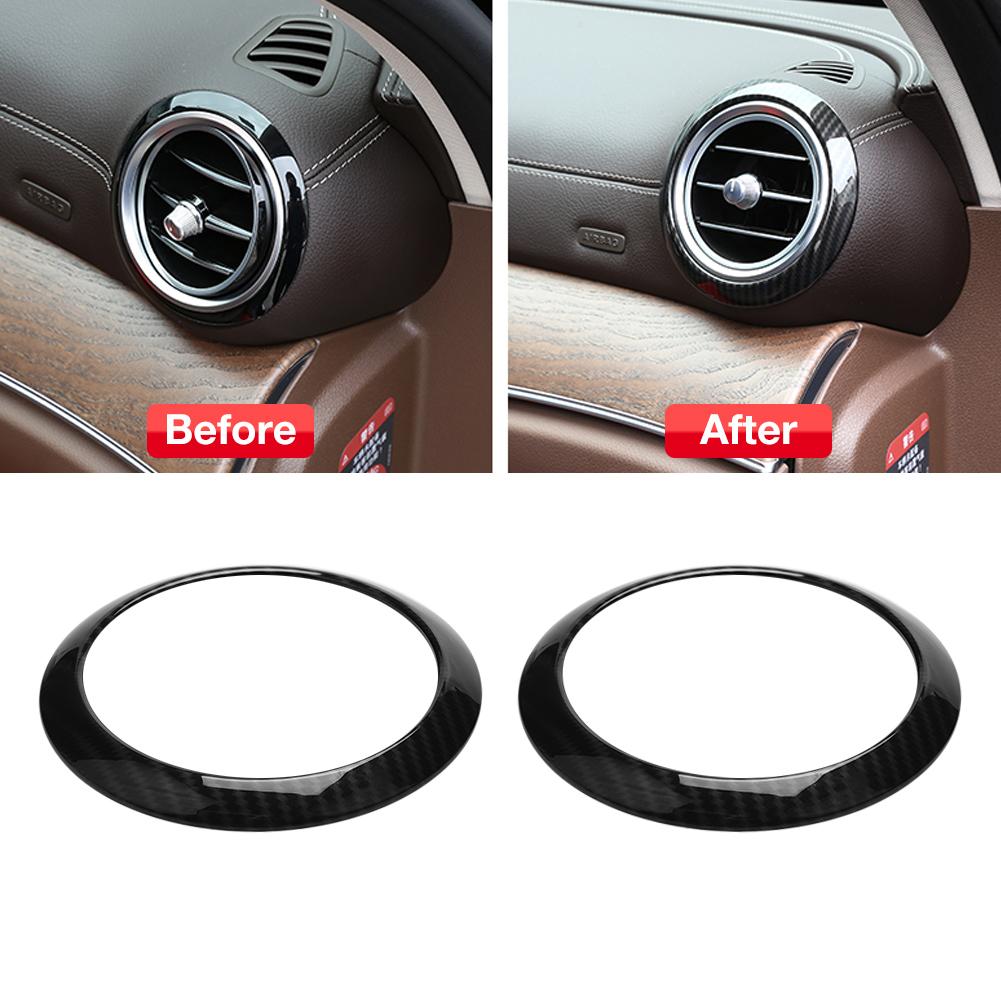 2Pcs Carbon Fiber Side Air Conditioning Vent Ring Cover for Mercedes Benz E Class W213 16 18