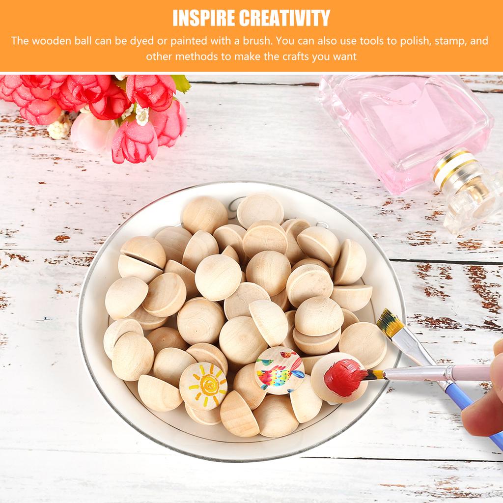 100/400Pcs Half Wooden Bead Natural Wood Color 15/20 mm Mini Half Wooden Craft Balls Home Decor for Handcraft DIY Craft Supplies
