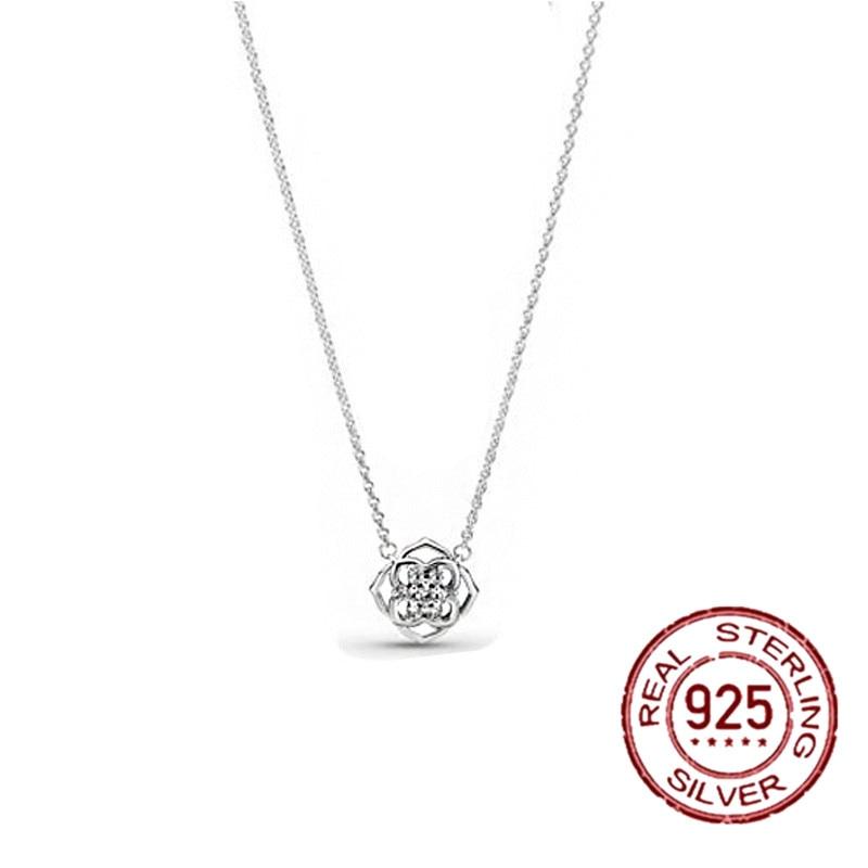 New Arrival Sale Tone Flower Shaped Cubic Zircon Pendant Pendant Necklace ,Ladies Present Gift Idea 45 Cm Wave Chain CollarFlower