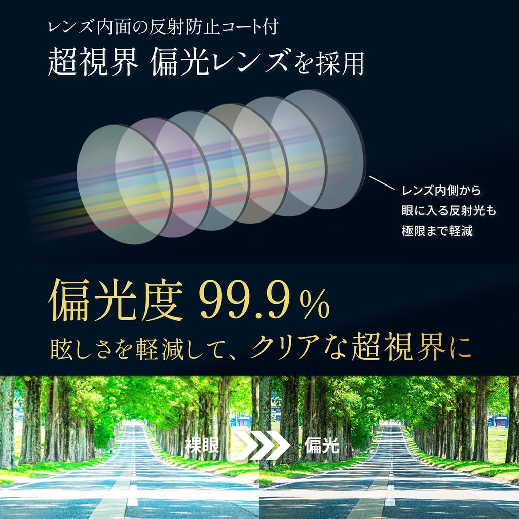 Bright Polarized Light Eye Sunglasses with Inner [Bokenoh] Sunglasses, Color, Visibility, Anti-Reflective Coating, PL-023-GR45