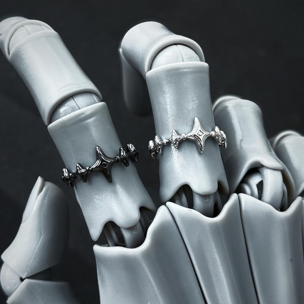 Retro Twinkle Stars Adjustable Open Ring For Women Silver-plated Copper Gothic Punk Edgy Jewelry Trendy Accessories Gift for Her