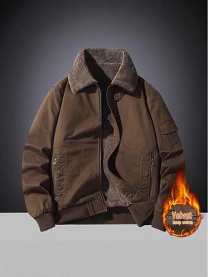 Veste d'hiver pour homme en laine d'agneau, Vêtement de travail, Manteau à revers, Grande taille