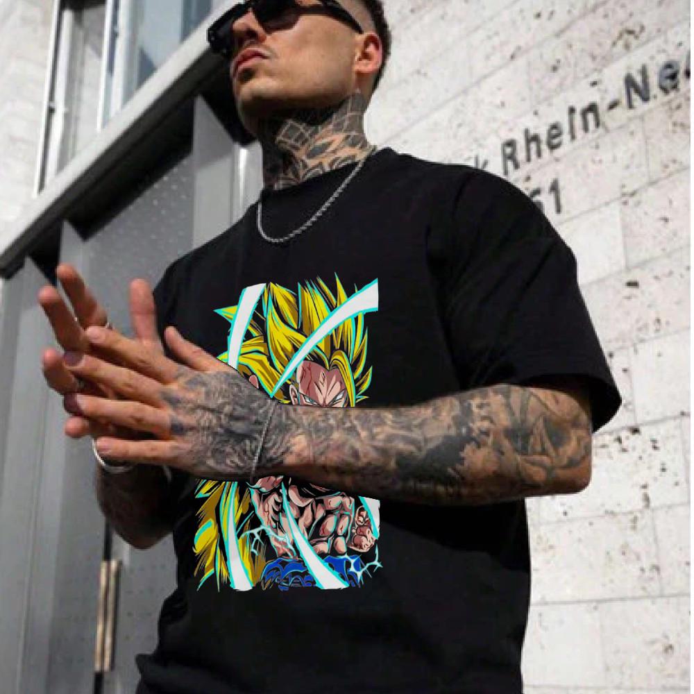 Japanese Anime Dragon Ball Saiyan Men Women Summer T-shirts Harajuku Retro Short Sleeves Loose Oversized Casual Comfort Y2k Top