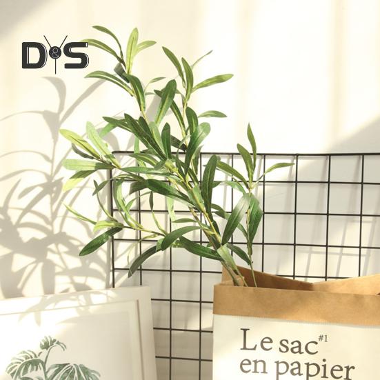 Artificial Flower Non-Fading Decorative Faux Silk Flower Green Plant Olive Branch for Decorating