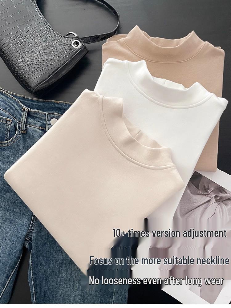 Women's Slim-Fit Half-High Collar Fleece Top for Fall/Winter 2025