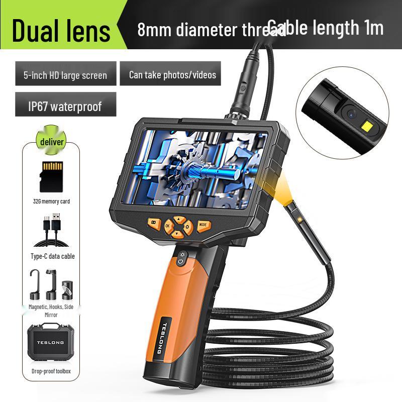 Adjustable Industrial Endoscope with 7.6mm Lens - 5m High-Definition Pipeline Inspection Tool