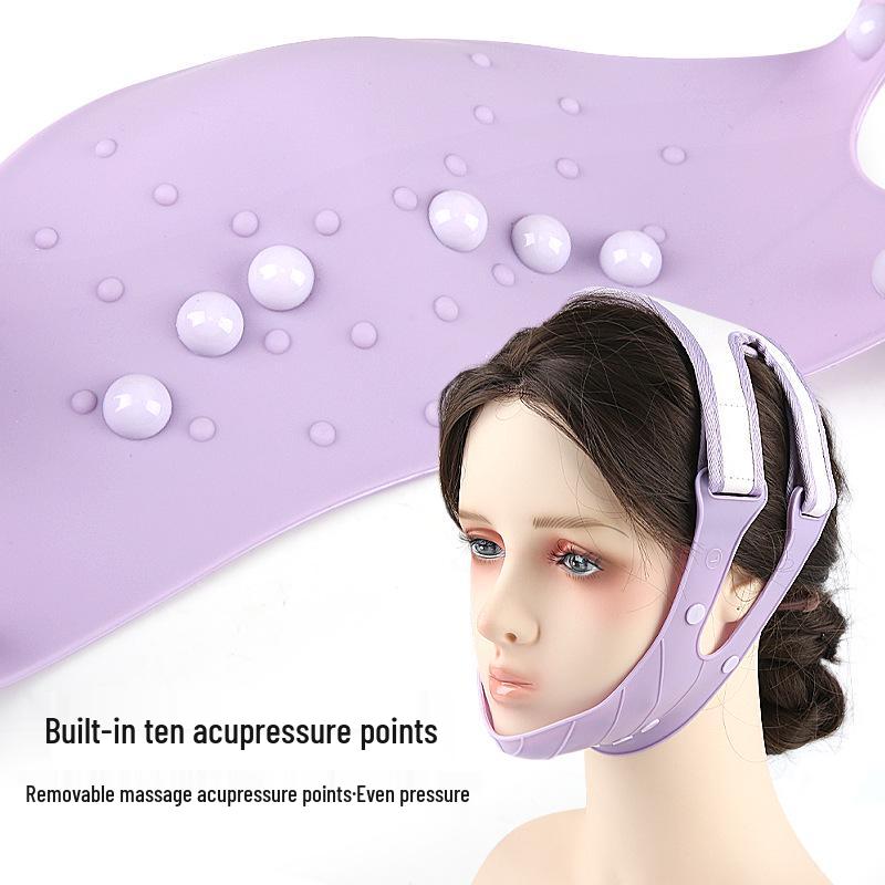 Adjustable Silicone Compression Face Mask Strap with Velcro, Non-Slip Double Chin Lifting Bandage with Massage Protrusion