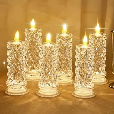 Lumânări LED cu Umbră de Trandafir Romantic Lumânări LED Fără Flacără Lampă Stâlp cu Baterii pentru Decorațiuni de Ziua Îndrăgostiților Nuntă Casă