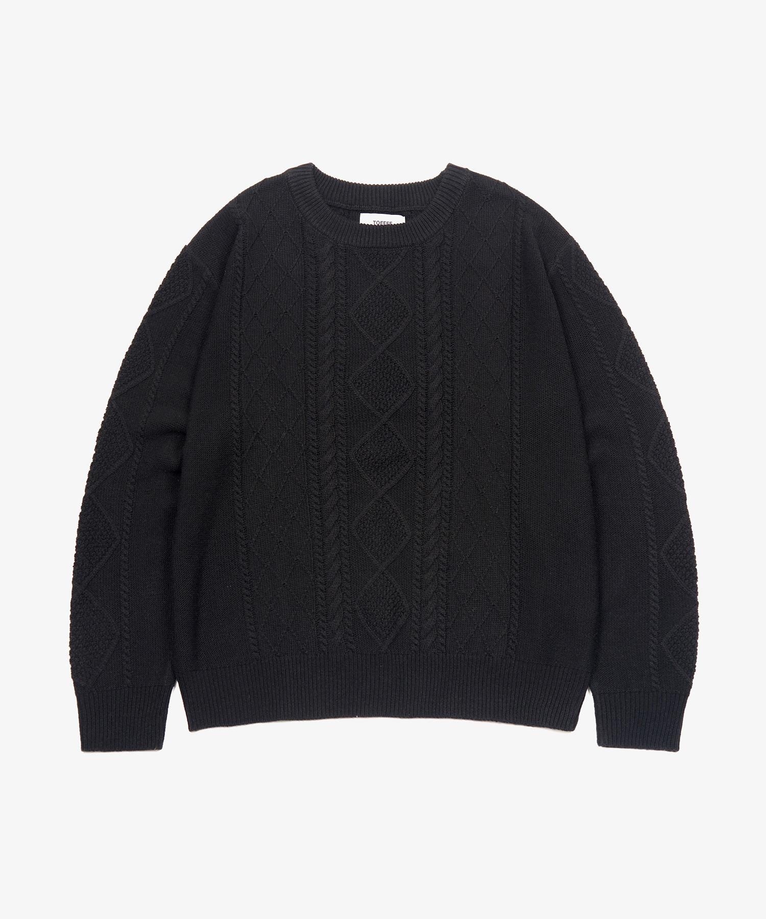 Tofi Daily Round Neck Fisherman Knit (Black) Black/L