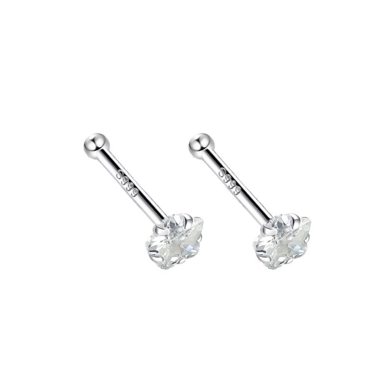 S999 Pure Silver Minimalist Women's Earrings – Small Bean Ear Bone Studs, Anti-Blocking Design for Commuting