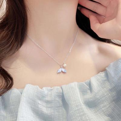 Clavicle Chain Ocean Mermaid Tail Necklace Ocean Animal Simple Pendant Chain  Beach