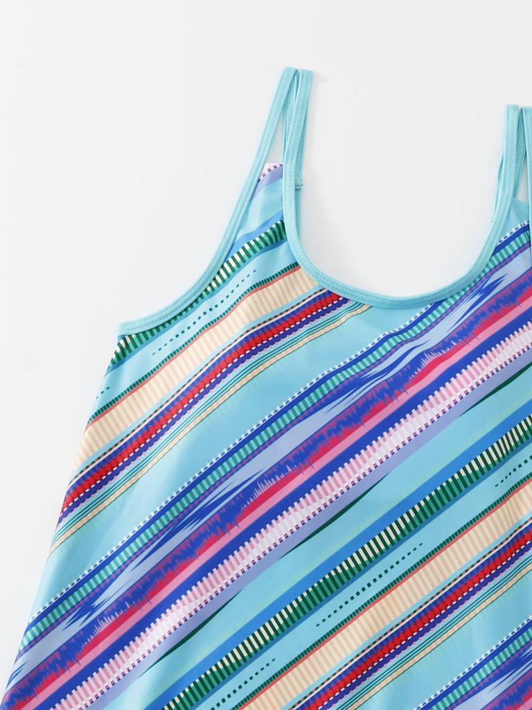 2023 Multicolor Printed Conservative Boyleg Plus Size Swimwear for Women