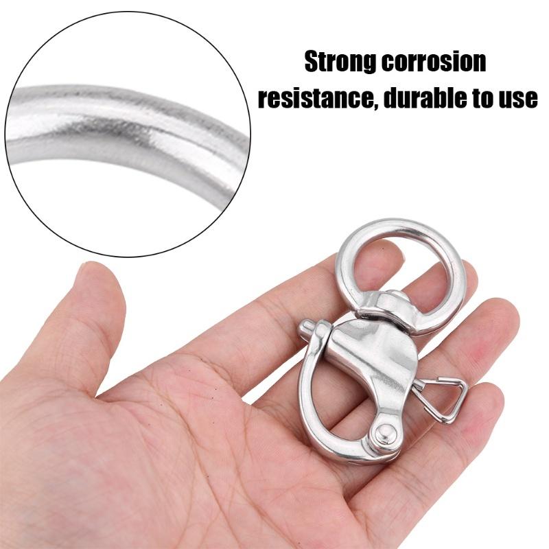 2Pcs Snap Shackle Stainless Steel 316 Buckle Brace Ring Useful Tool Round Ring Shackle 76mm
