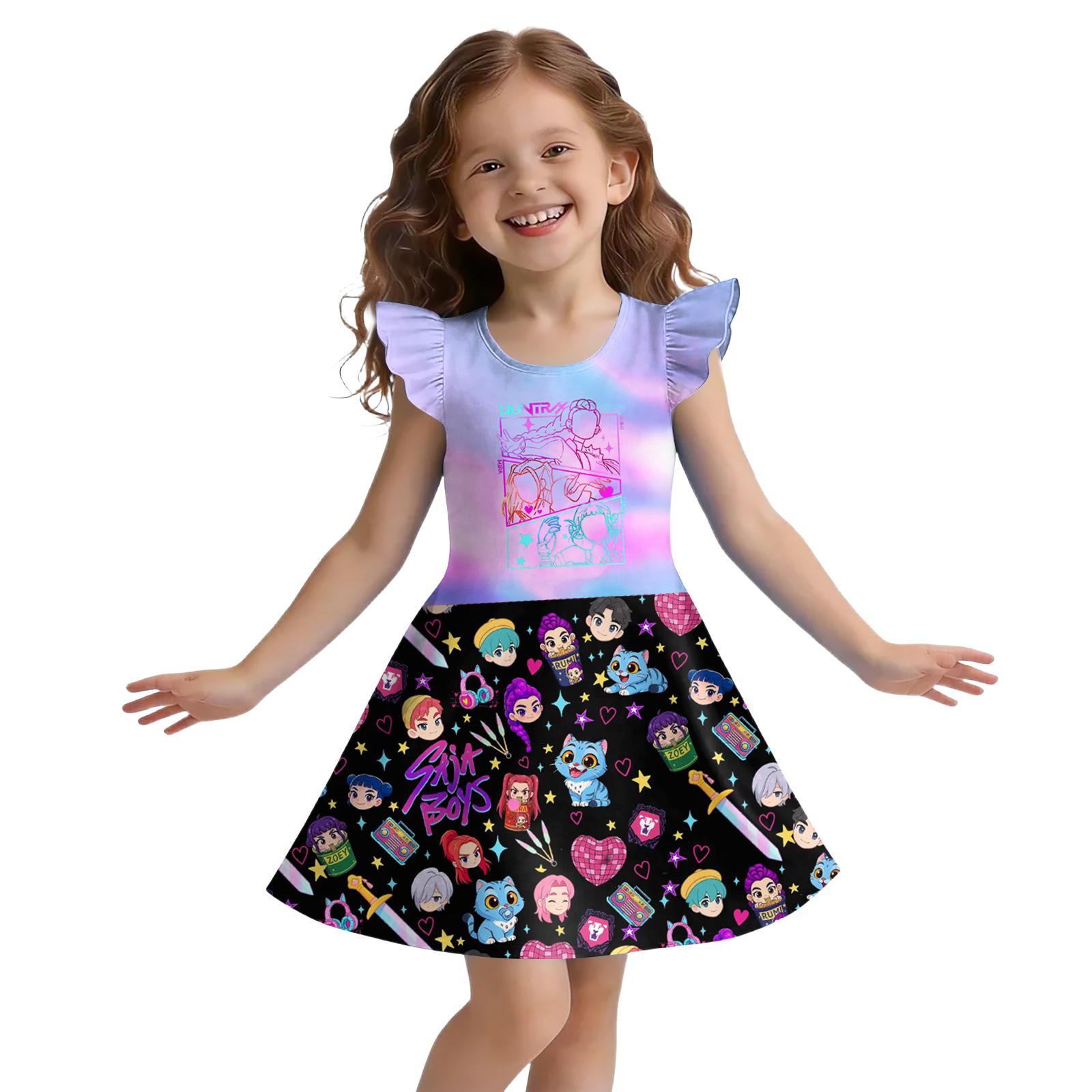 Children s Sleeveless U-neck Summer A-line Floral Casual Holiday Dress 120