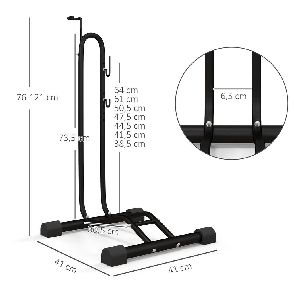 Vertical and Horizontal Bike Rack Bicycle, Storage Stand with Adjustable Hooks, for 24"-29" Wheels, 700c Bike