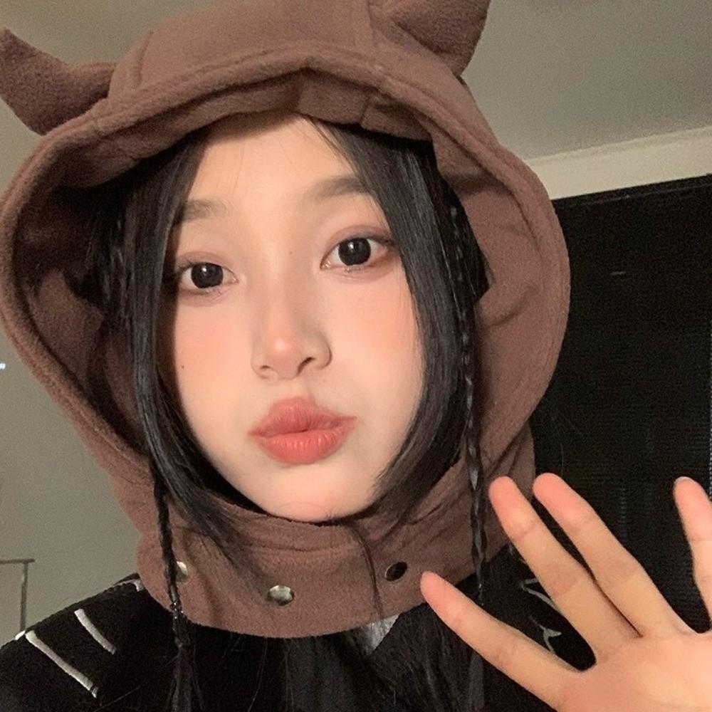 Ear Protection Lei Feng Cap Plush Winter Pullover Cap Personalized Demon Ear Hat  Autumn/Winter