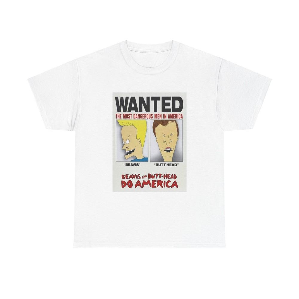 Beavis And Butthead Tshirt Comedy Tv Series Retro Wanted Poster Unisex Heavy Unisex T-Shirt XXL