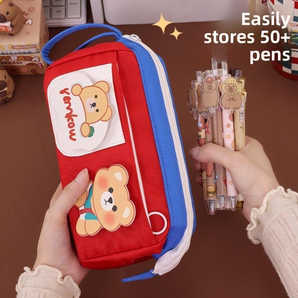 Cute Design Student Pencil Case Large Size School Stationery Bag Bear Pencil Case Daily Use