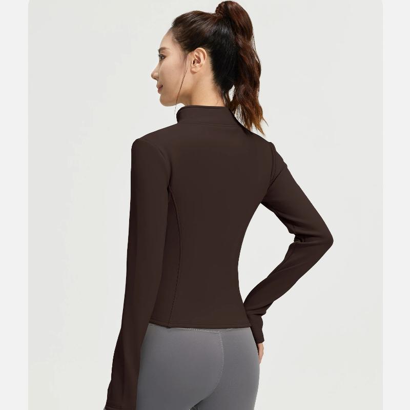 New Spring Autumn Zipper Slim Long Sleeve Top Women Stand Collar Sports Tight Yoga Wear Jacket Female