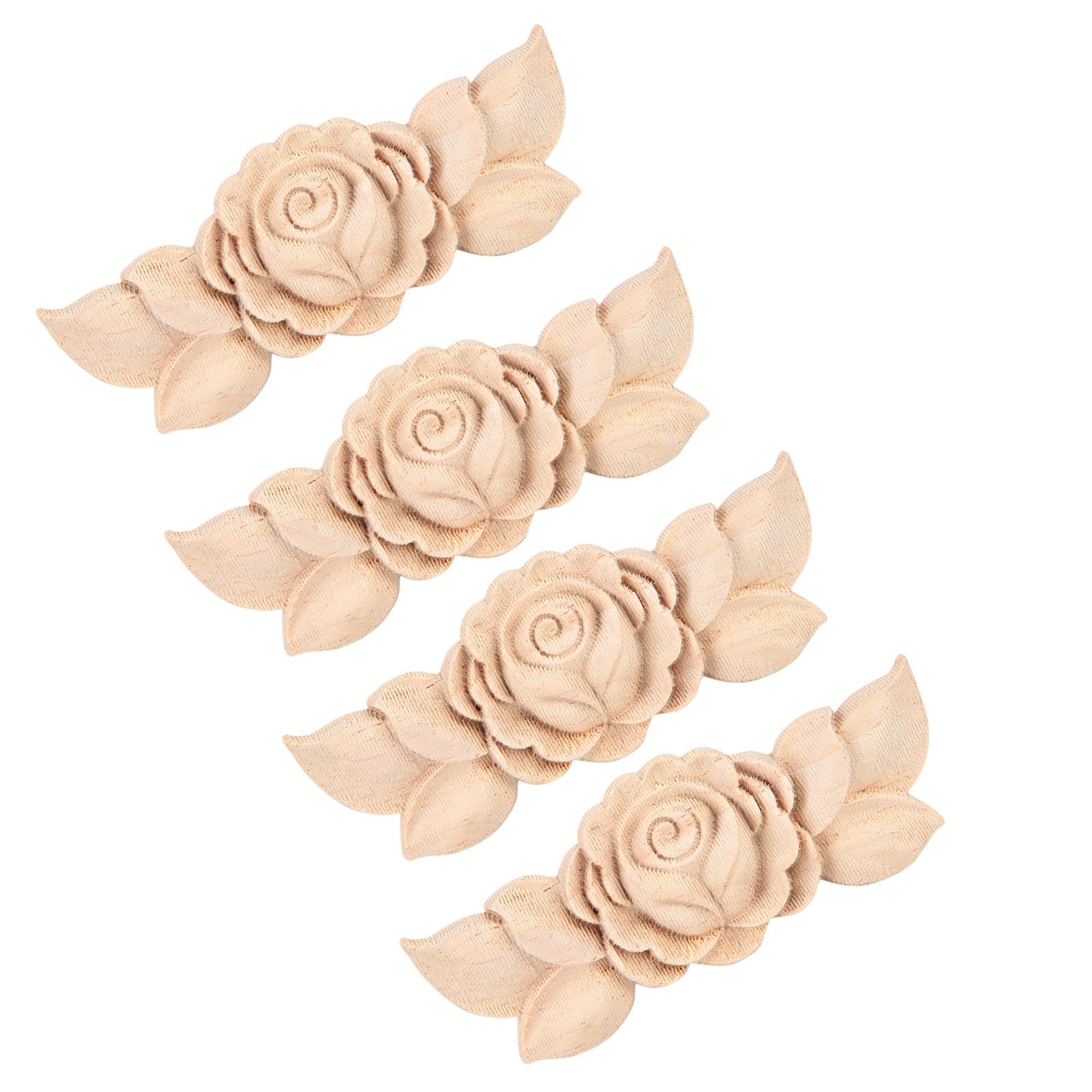 

4шт цветок резной уголок аппликация дверной шкаф винтажный стиль мебельный декор Type 1