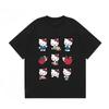 2026 Hello Kitty Printed Loose Casual Cute Fashion Round Neck Cotton SpringSummer Short Sleeved Top for Women Y2K Tshirt