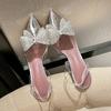 Fashion 2025 New Style Xianfeng Crystal Transparent Sandals, Wedding Shoes, Water Diamond Bow High Heels