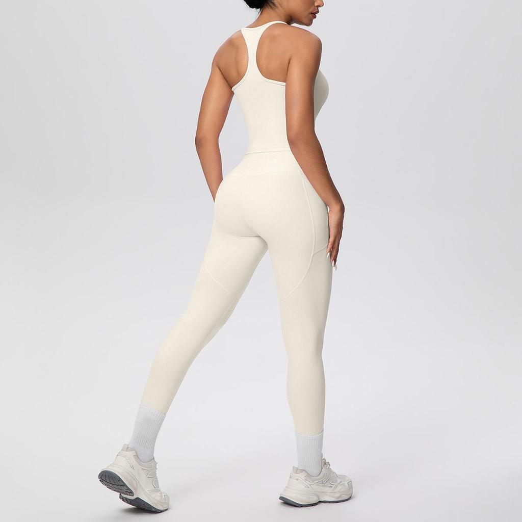 Cross-Strap Racerback Yoga Fitness Set with Hip-Lifting Pants