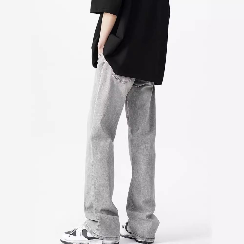 Smoke gray jeans men's and women's spring American cleanfit straight loose trousers retro high street ruffian handsome pants